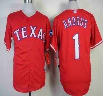 Rangers #1 Elvis Andrus Red Stitched MLB Jersey