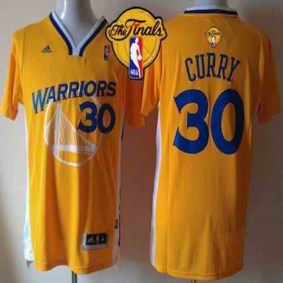 Warriors #30 Stephen Curry Gold Alternate The Finals Patch Stitched NBA Jersey