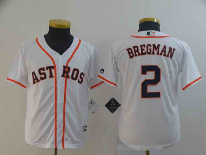 Youth Houston Astros #2 Alex Bregman White Cool Base Stitched MLB Jersey