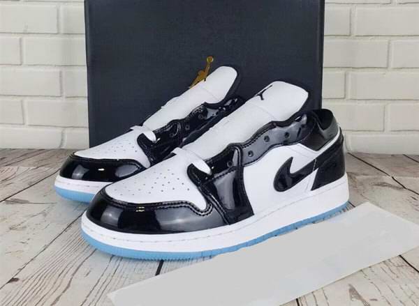 Men's Running Weapon Air Jordan 1 Low 'Concord' White Black Shoes 0356