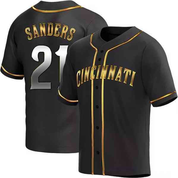 Men's Cincinnati Reds #21 Reggie Sanders Black Cool Base Stitched Baseball Jersey