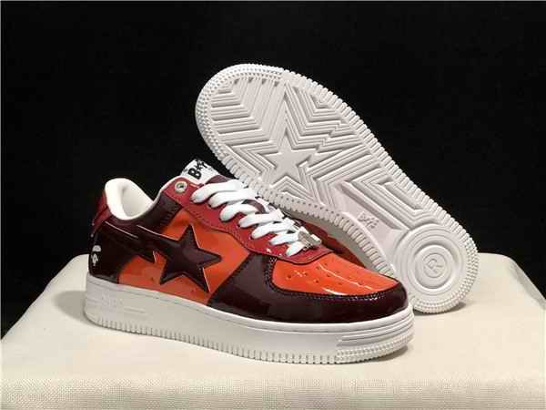 Men's Bape Sta Low Top Leather Orange/Brown Shoes 005