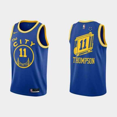 Men's Golden State Warriors #11 Klay Thompson 2020-2021 Blue Dri-FIT Hardwood Classic Stitched NBA Jersey