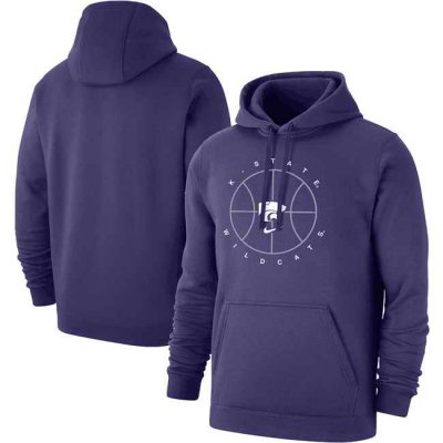 Men's Kansas State Wildcats Purple Basketball Icon Club Fleece Pullover Hoodie