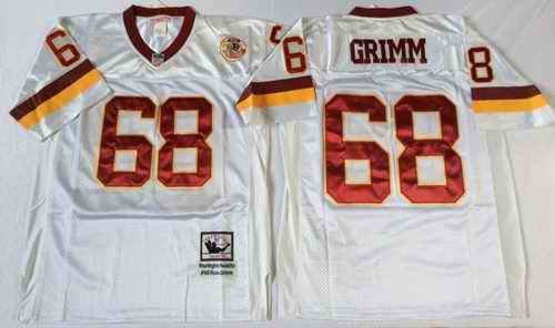 Mitchell And Ness Redskins #68 Russ Grimm White Throwback Stitched NFL Jersey