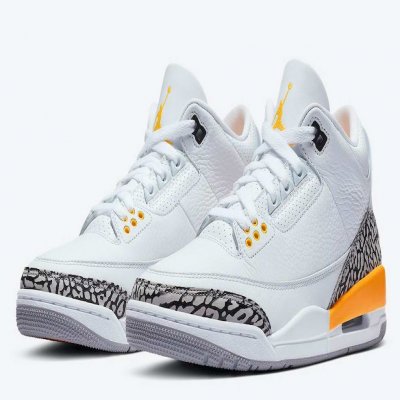 Women's Running weapon Air Jordan 3 White Yellow shoes 0011