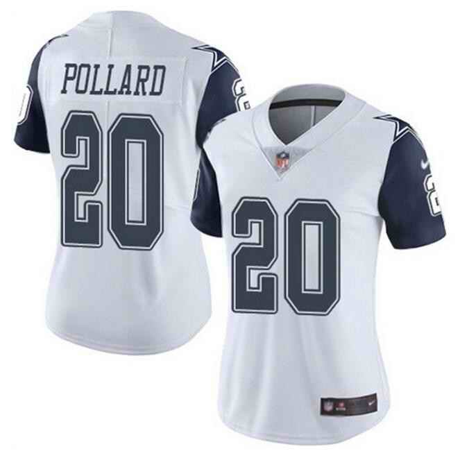 Women's Dallas Cowboys #20 Tony Pollard White Navy Vapor Untouchable Limited Stitched Football Jersey(Run Small'