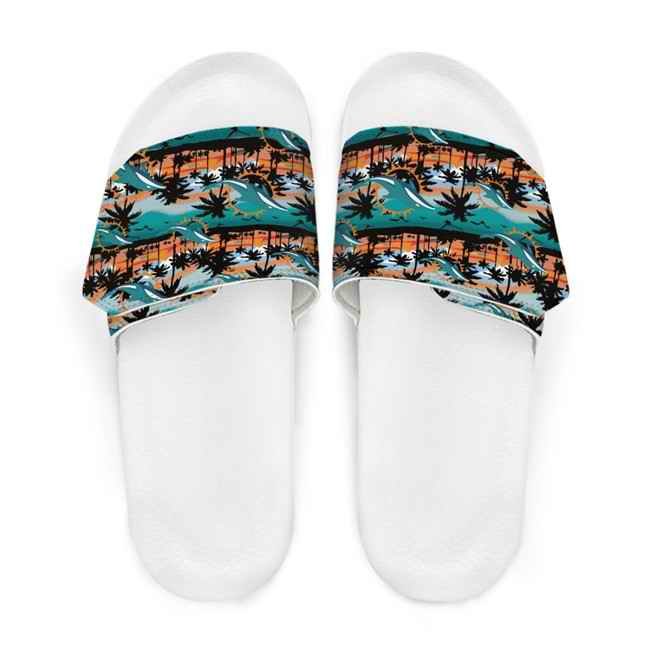 Men's Miami Dolphins Beach Adjustable Slides Non-Slip Slippers/Sandals/Shoes 002