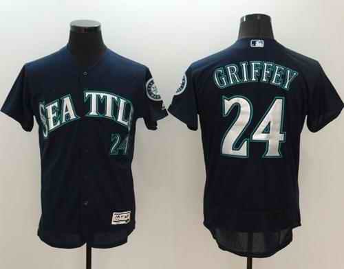 Mariners #24 Ken Griffey Navy Blue Flexbase Authentic Collection Stitched MLB Jersey