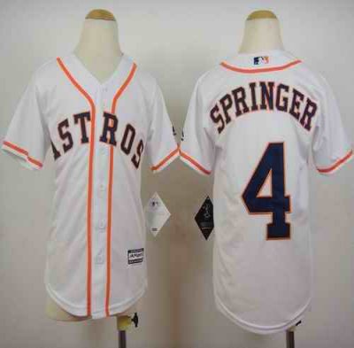 Astros #4 George Springer White Cool Base Stitched Youth MLB Jersey