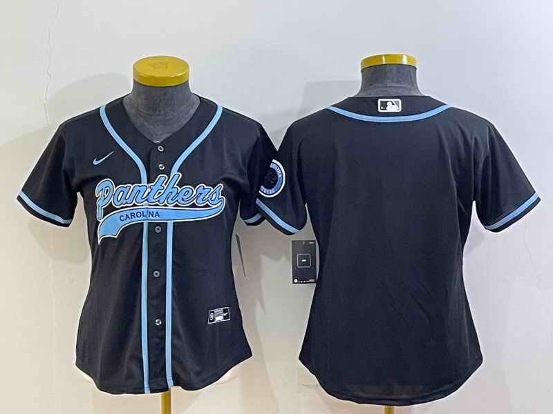 Youth Carolina Panthers Blank Black With Patch Cool Base Stitched Baseball Jersey