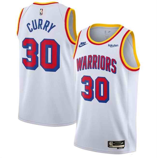 Men's Golden State Warriors #30 Stephen Curry White 2024/25 Classic Edition Swingman Stitched Basketball Jersey