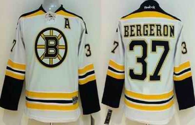 Bruins #37 Patrice Bergeron White Youth Stitched NHL Jersey