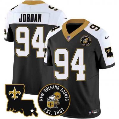 Men's New Orleans Saints #94 Cameron Jordan Black F.U.S.E. EST. 1967 Patch Vapor Stitched Jersey