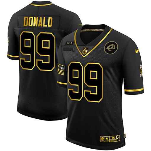 Men's Los Angeles Rams #99 Aaron Donald 2020 Black/Gold Salute To Service  Limited Stitched Jersey