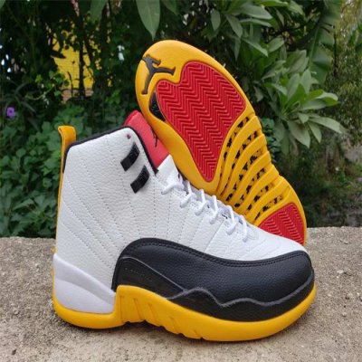 Men's Running weapon Air Jordan 12 White/Black/Orange Shoes 038