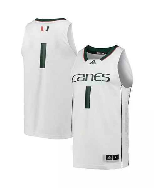 Men's Miami Hurricanes #1 White Swingman Stitched Basketball Jerseys