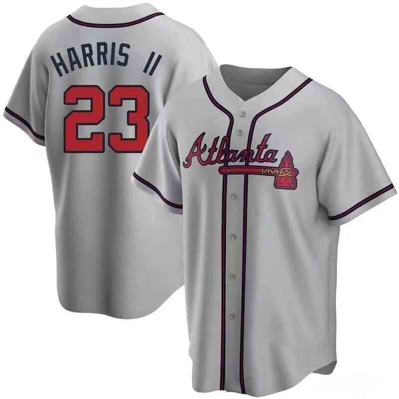 Men's Atlanta Braves #23 Michael Harris II Gray Cool Base Stitched Jersey