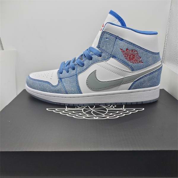 Women's Running Weapon Air Jordan 1 Blue/Grey Shoes 0207