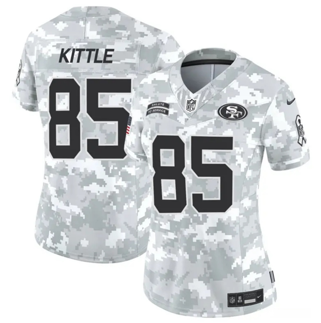 Women's San Francisco 49ers #85 George Kittle 2024 F.U.S.E Arctic Camo Salute to Service Limited Stitched Jersey(Run Small)