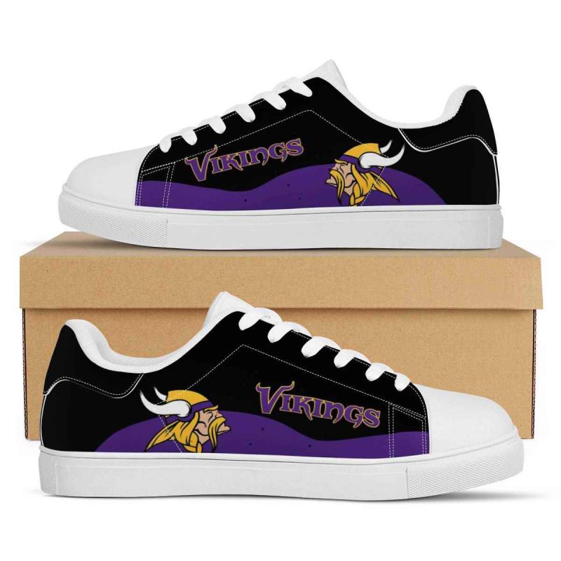 Men's Minnesota Vikings Low Top Leather Sneakers 003