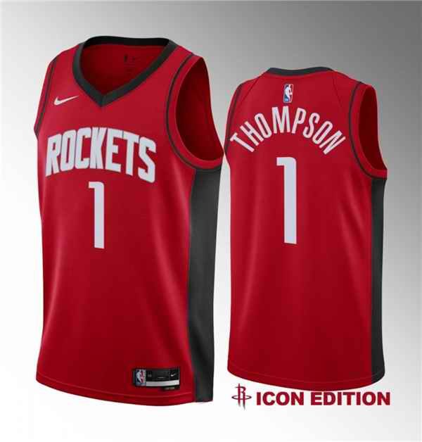 Men's Houston Rockets #1 Amen Thompson Red 2023 Draft Swingman Icon Edition Stitched Basketball Jersey