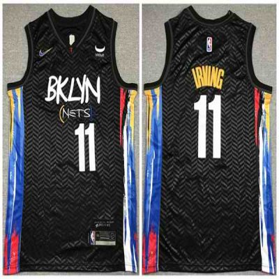 Men's Brooklyn Nets #11 Kyrie Irving Black City Edition Stitched Jersey