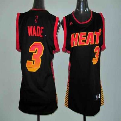 Heat #3 Dwyane Wade Black Women's Vibe Stitched NBA Jersey