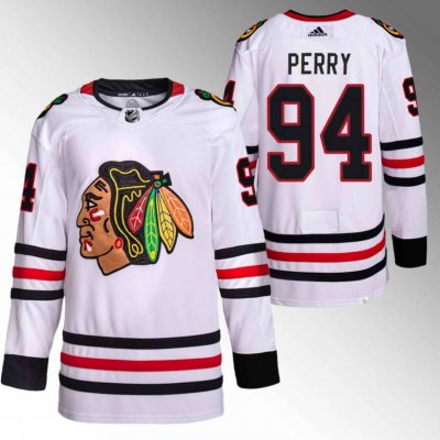 Men's Chicago Blackhawks #94 Corey Perry White Stitched Hockey Jersey