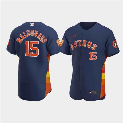 Men's Houston Astros #15 Mart'n Maldonado Navy 60th Anniversary Flex Base Stitched Baseball Jersey