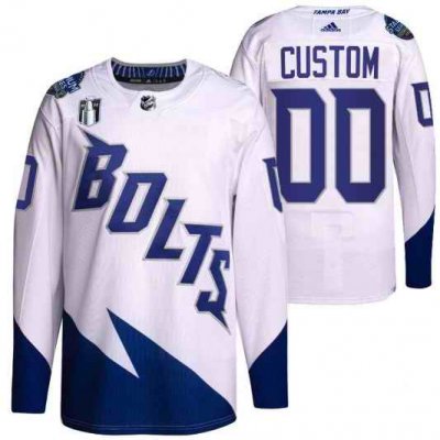 Men's Tampa Bay Lightning Active Player Custom 2022 White Stanley Cup Final Patch Stitched Jersey