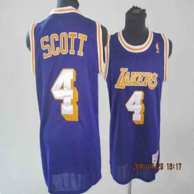 Lakers #4 Byron Scott Stitched Purple Throwback NBA Jersey