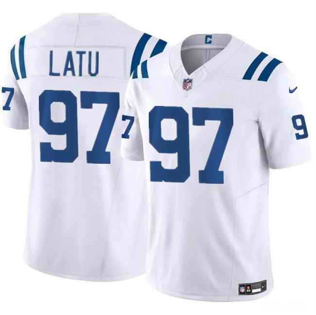 Men's Indianapolis Colts #97 Laiatu Latu White 2024 Draft F.U.S.E. Vapor Limited Stitched Football Jersey