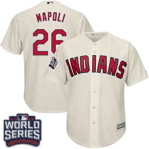 Indians #26 Mike Napoli Cream Alternate 2016 World Series Bound Stitched Youth MLB Jersey