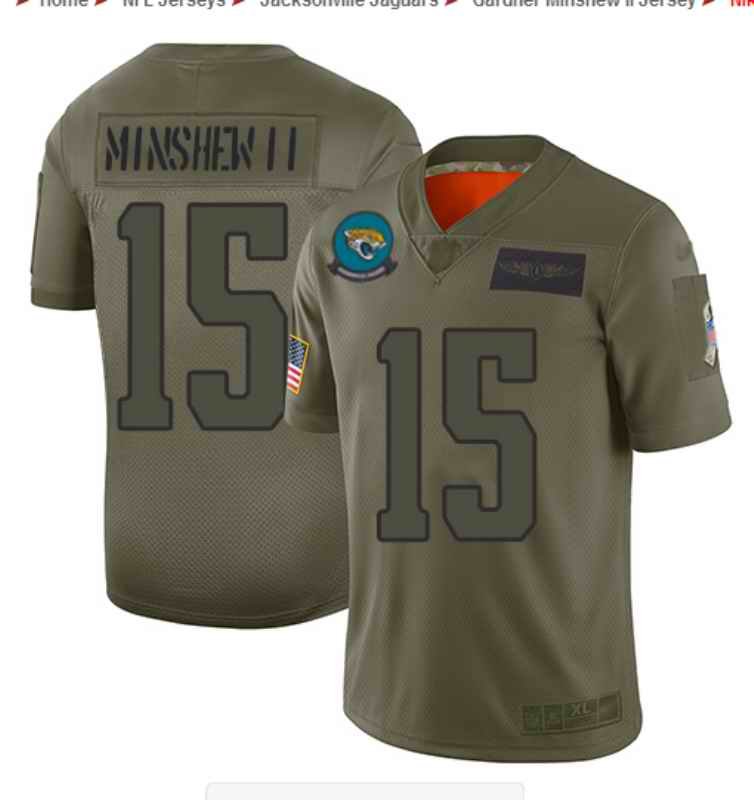 Men's Jacksonville Jaguars #15 Gardner Minshew II  2019 Camo Salute To Service Limited Stitched NFL Jersey