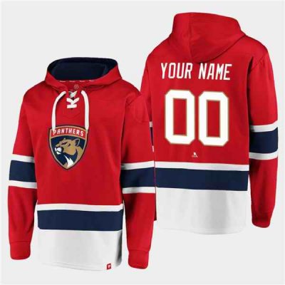 Men's Florida Panthers Active Player Custom Red Ageless Must-Have Lace-Up Pullover Hoodie