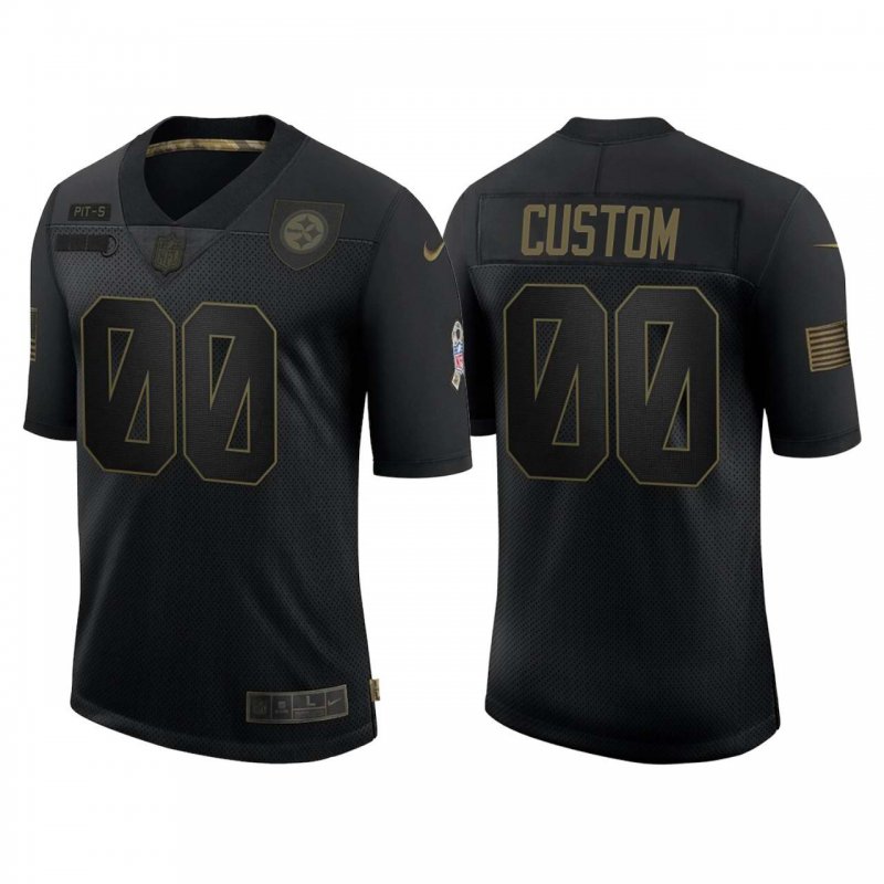 Men's Pittsburgh Steelers Customized 2020 Black Salute To Service Limited Stitched Jersey