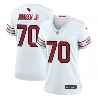 Women's Arizona Cardinals #70 Paris Johnson Jr White 2023 Draft Stitched Jersey(Run Small)