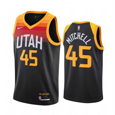 Men's Utah Jazz #45 Donovan Mitchell Black City Edition Stitched Jersey