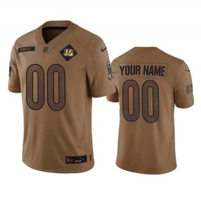 Men's Cincinnati Bengals Active Player Custom 2023 Brown Salute To Service Limited Stitched Jersey