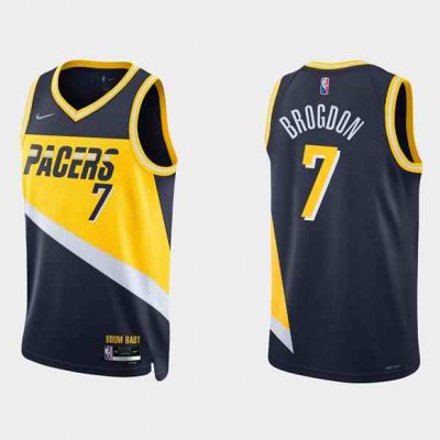 Men's Indiana Pacers #7 Malcolm Brogdon 2021/22 Navy City Edition 75th Anniversary Stitched Basketball Jersey