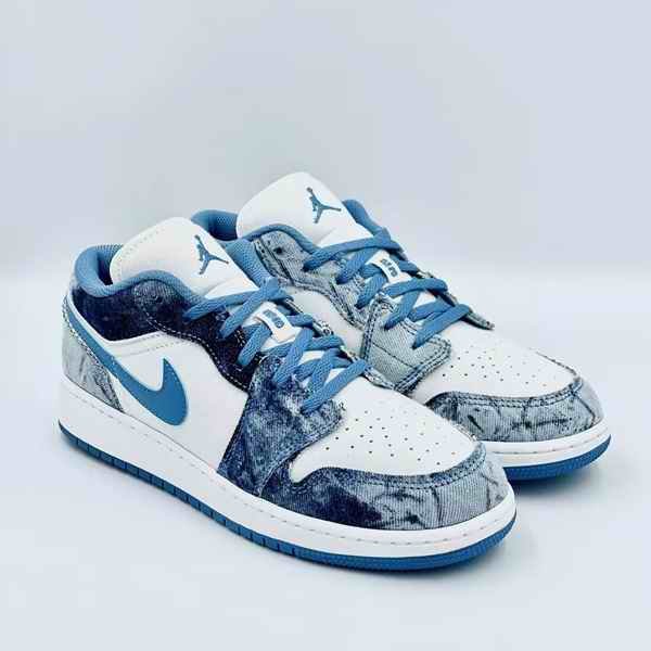 Men's Running Weapon Air Jordan 1 Low White/Blue Shoes 0500