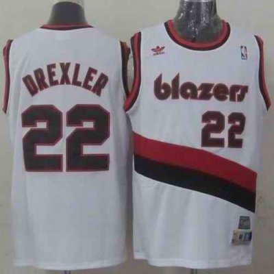 Blazers #22 Clyde Drexler White Soul Swingman Throwback Stitched NBA Jersey