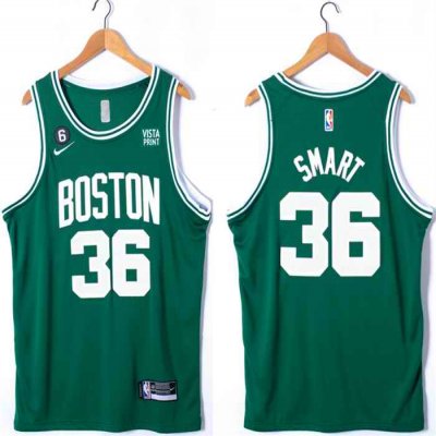 Men's Boston Celtics #36 Marcus Smart  Green No.6 Patch Stitched Basketball Jersey