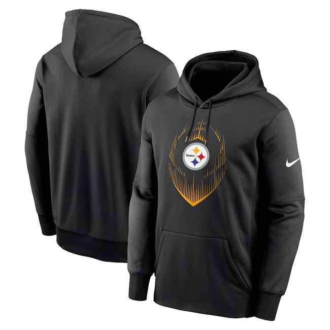 Men's Pittsburgh Steelers Black Icon Performance Pullover Hoodie