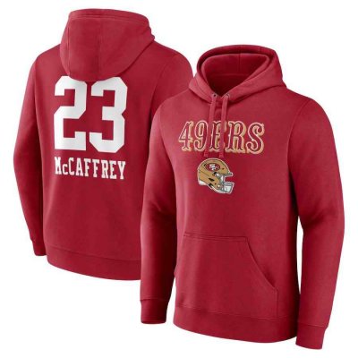 Men's San Francisco 49ers #23 Christian McCaffrey Red Team Wordmark Player Name & Number Pullover Hoodie