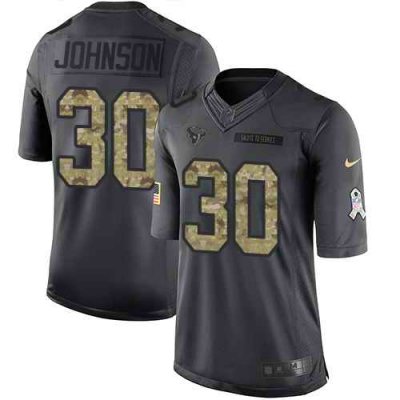 Nike Texans #30 Kevin Johnson Black Youth Stitched NFL Limited 2016 Salute to Service Jersey