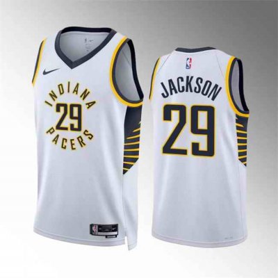 Men's Indiana Pacers #29 Quenton Jackson White Association Edition  Stitched Basketball Jersey