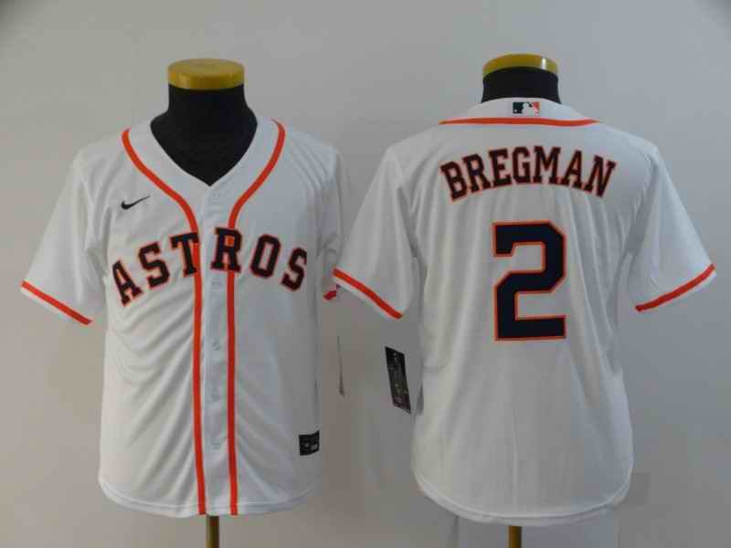 Youth Houston Astros #2 Alex Bregman White Cool Base Stitched MLB Jersey