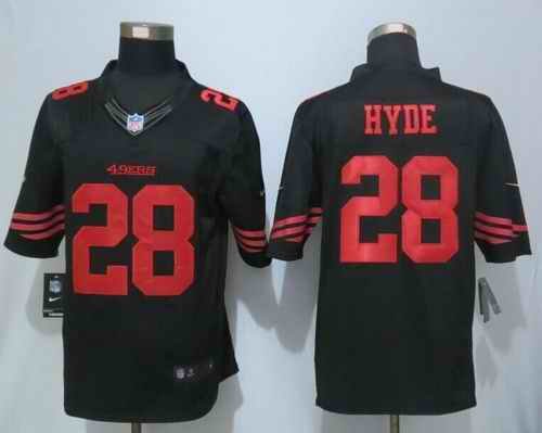 Nike 49ers #28 Carlos Hyde Black Alternate Men's Stitched NFL Limited Jersey